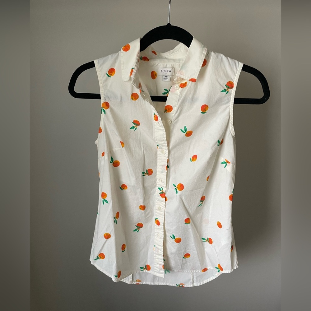 J Crew Orange Patterned Button Up